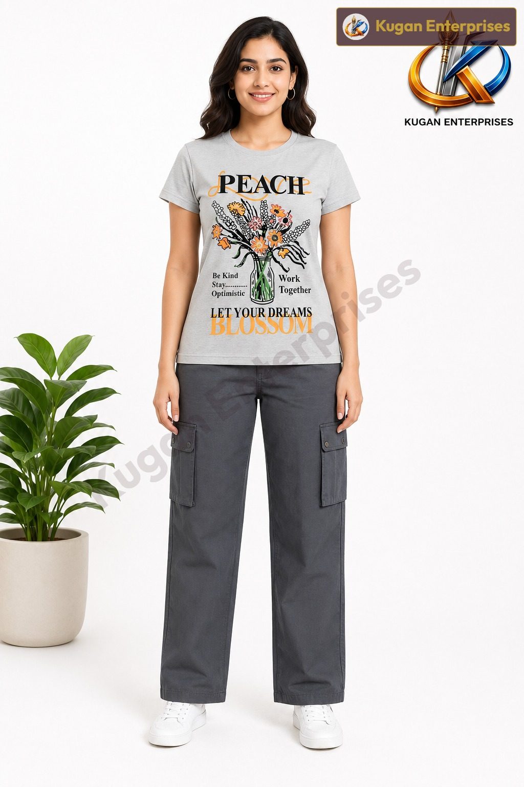 Women’s Dark-Grey Utility Cotton Cargo Pant