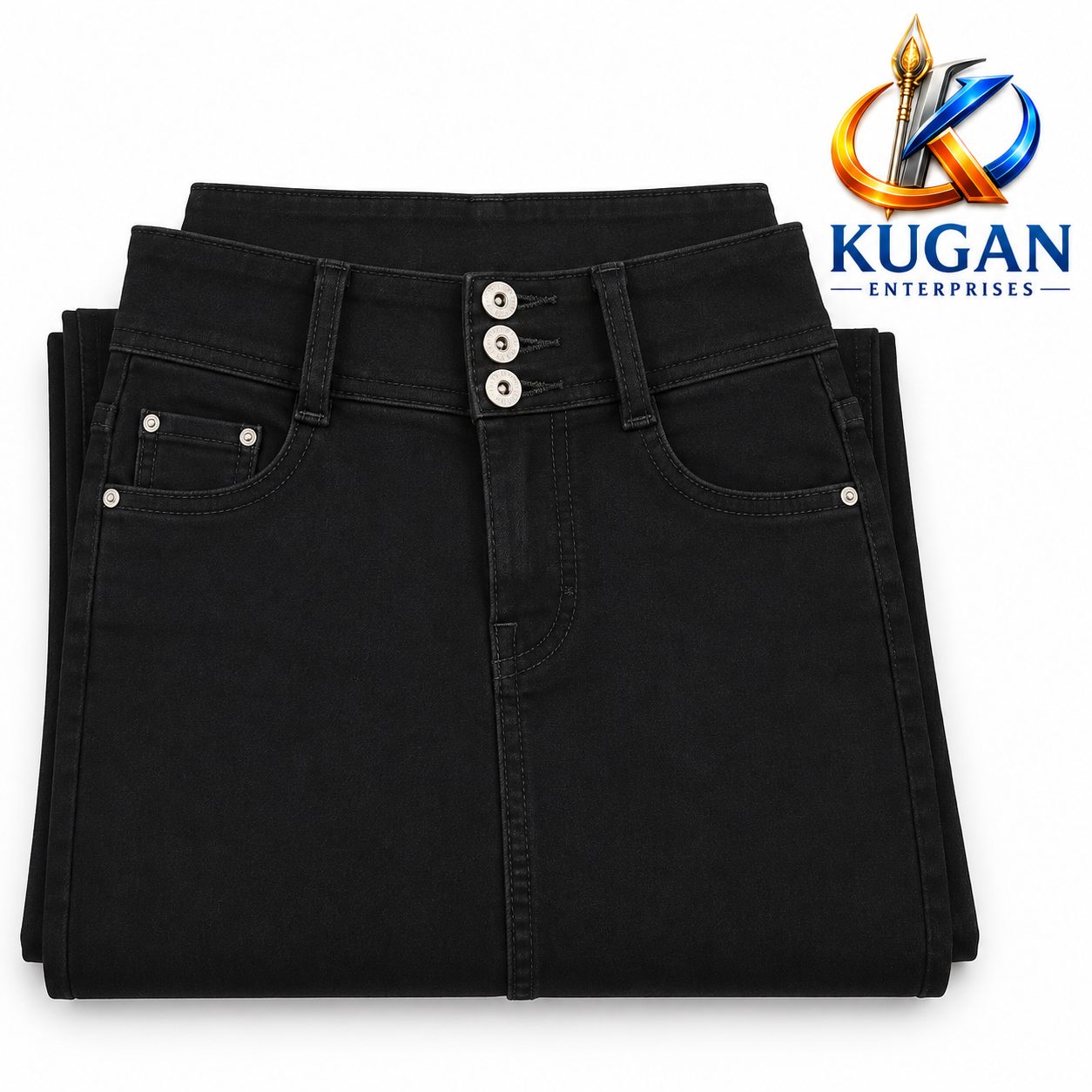 Women’s Black 3-Button Ankle-Length Jeans