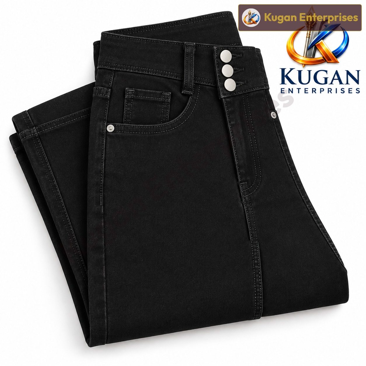 Women’s Black 3-Button Ankle-Length Straight Fit Jeans