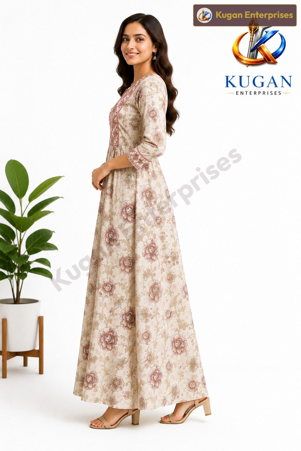 Elegant Floral Embroidered Anarkali Gown for Women