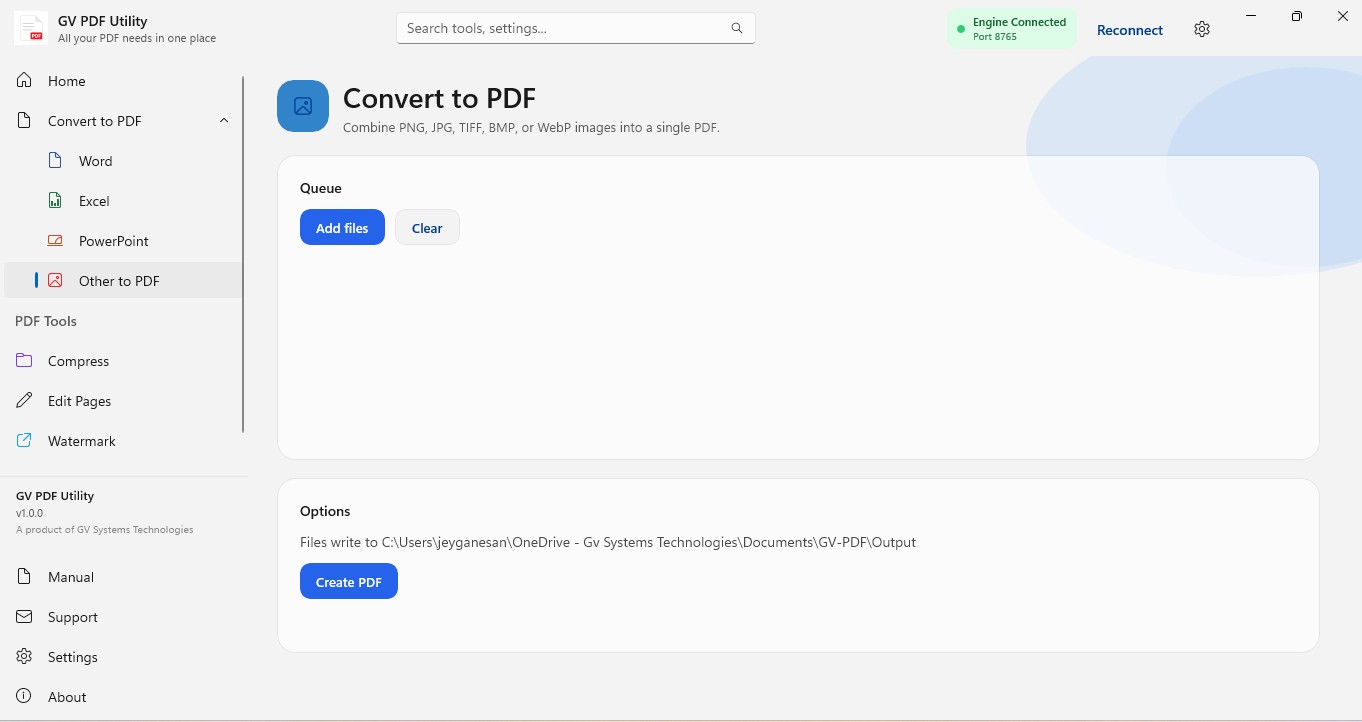 GV PDF Utility – All-in-One Offline PDF Converter, Compressor, Editor & Manager for Windows 10/11