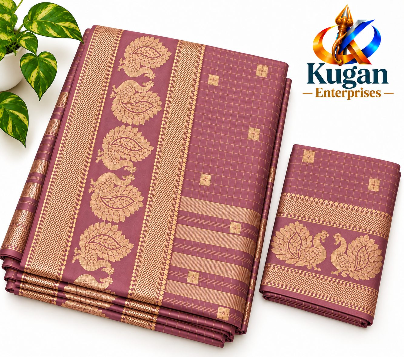 Dusty Rose Mauve Gold Zari Silk Saree