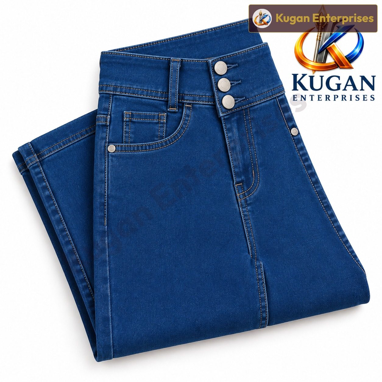 Women’s Denim Blue 3-Button Ankle-Length Straight Fit Jeans