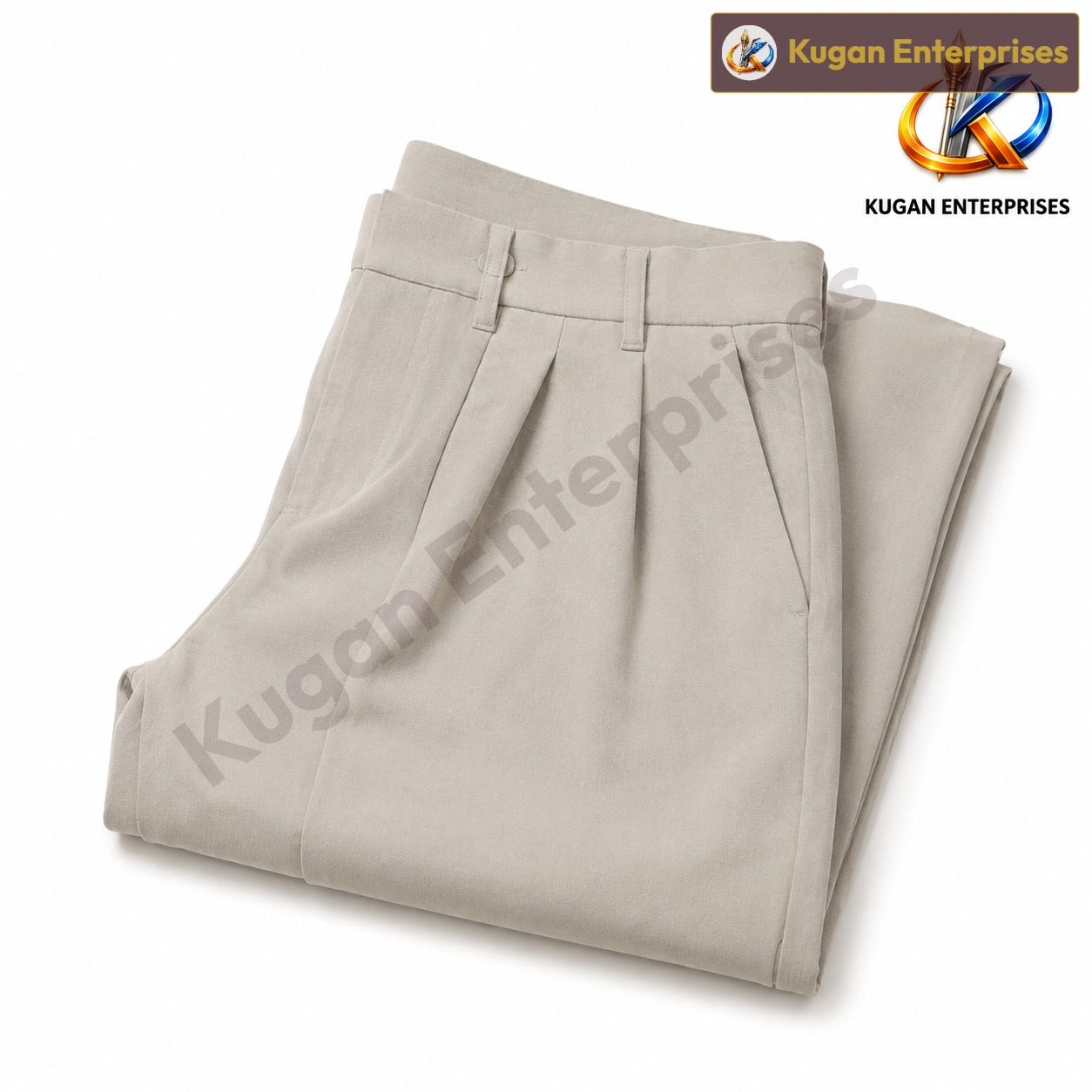 Light-Beige Korean Wide-Leg Baggy Pant